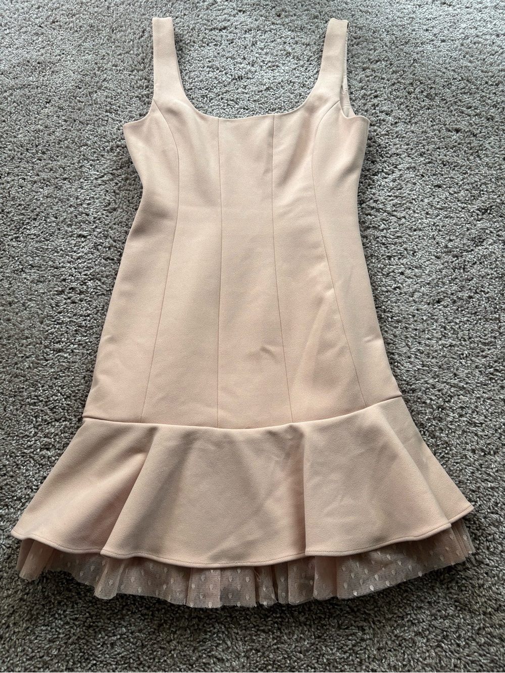 BCBGMaxAzria Blush Pink Sleeveless Flounce-Hem Dress